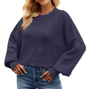 Womens-Lantern-Sleeve-Crop-Sweater-Navyblue-1