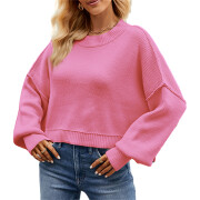 Womens-Lantern-Sleeve-Crop-Sweater-Rosered-1