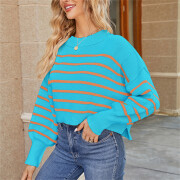 Womens-Oversized-Striped-Cropped-Sweater-Blue-2