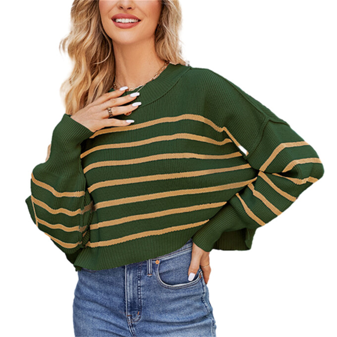 Womens-Oversized-Striped-Cropped-Sweater-Green-1.jpg