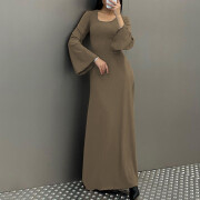 Womens-Ribbed-Maxi-Dress-Coffee-4