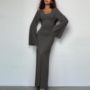 Womens-Ribbed-Maxi-Dress-Darkgrey-3