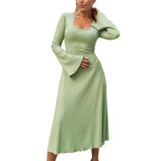 Womens-Ribbed-Maxi-Dress-Green-1