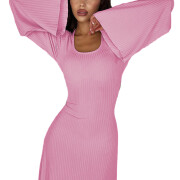 Womens-Ribbed-Maxi-Dress-Pink-1