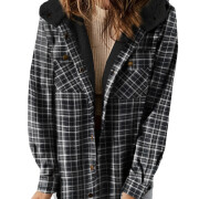 Womens-Sherpa-Lined-Plaid-Flannel-Jacket-Shacket-Black-1