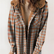 Womens-Sherpa-Lined-Plaid-Flannel-Jacket-Shacket-Brown-1