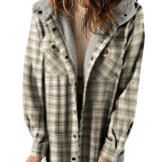 Womens-Sherpa-Lined-Plaid-Flannel-Jacket-Shacket-Green-1