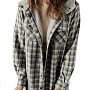 Womens-Sherpa-Lined-Plaid-Flannel-Jacket-Shacket-Grey-1