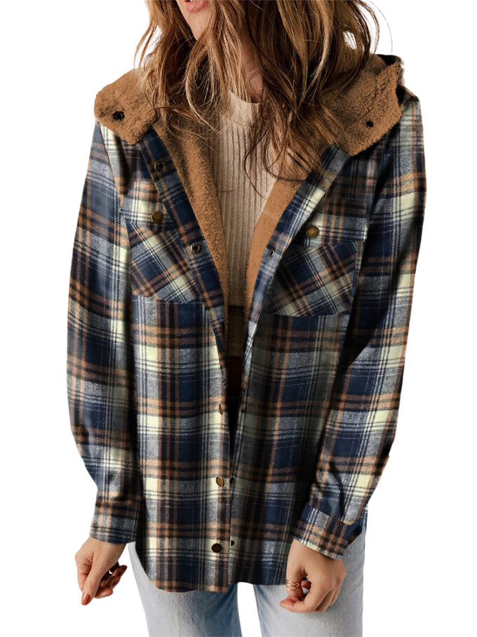 Womens-Sherpa-Lined-Plaid-Flannel-Jacket-Shacket-Navyblue-1.jpg