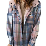 Womens-Sherpa-Lined-Plaid-Flannel-Jacket-Shacket-Pink-1