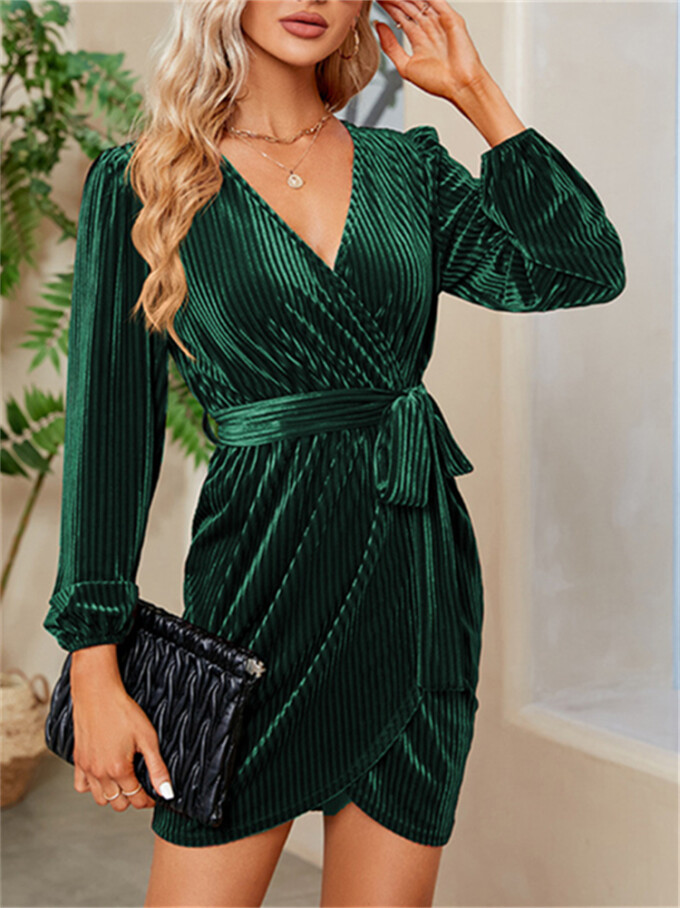 Womens-Wrap-V-Neck-Velvet-Dress-Green-4.jpg