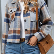 Womens-Fashion-Fall-Plaid-Shacket-Jacket-Blue-3