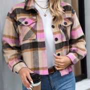 Womens-Fashion-Fall-Plaid-Shacket-Jacket-Pink-3