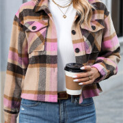 Womens-Fashion-Fall-Plaid-Shacket-Jacket-Pink-4