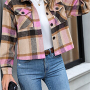 Womens-Fashion-Fall-Plaid-Shacket-Jacket-Pink-5