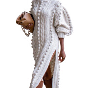 Womens-Turtleneck-Knit-Dress-White-1