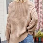 Womens-Crew-Neck-Cable-Knit-Sweater-Apricot-3