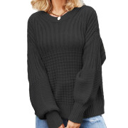 Womens-Crew-Neck-Cable-Knit-Sweater-Black-1