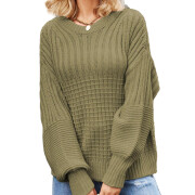 Womens-Crew-Neck-Cable-Knit-Sweater-Green-1