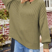 Womens-Crew-Neck-Cable-Knit-Sweater-Green-3