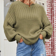 Womens-Crew-Neck-Cable-Knit-Sweater-Green-5