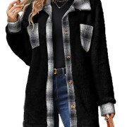 Womens-2023-Winter-Fuzzy-Fleece-Long-Jackets-Black-1