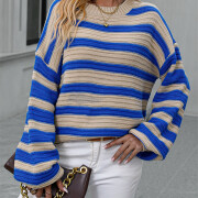 Womens-Oversized-Long-Sleeve-Striped-Sweater-Blue-5