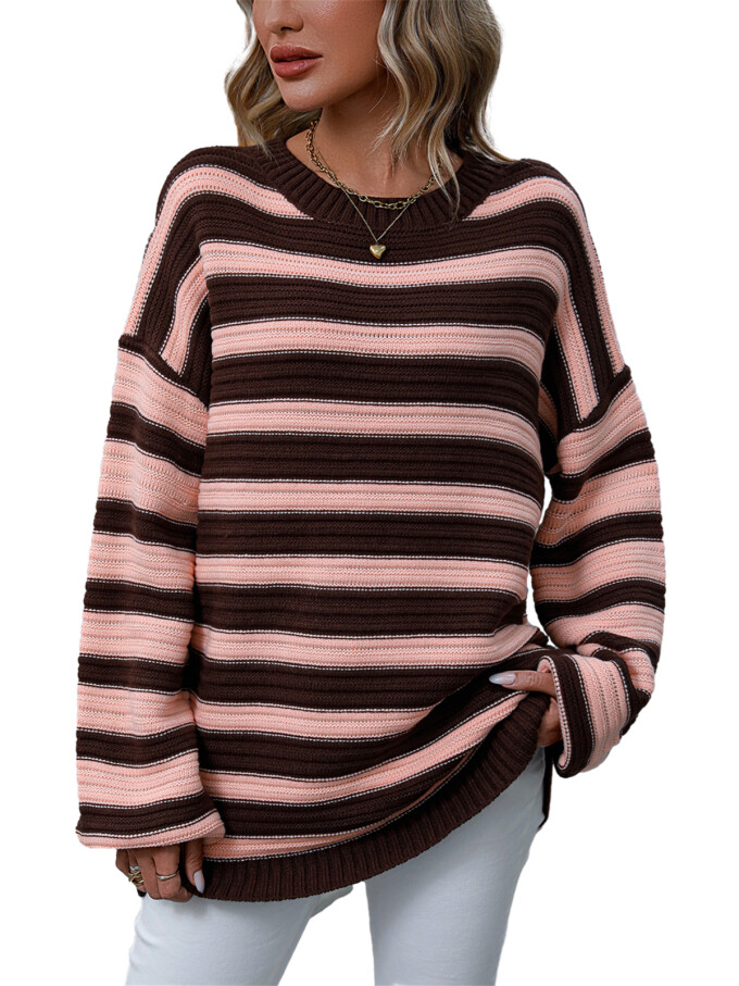 Womens-Oversized-Long-Sleeve-Striped-Sweater-Coffee-1.jpg