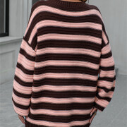 Womens-Oversized-Long-Sleeve-Striped-Sweater-Coffee-2