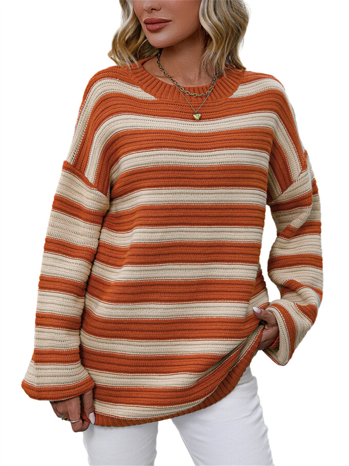 Womens-Oversized-Long-Sleeve-Striped-Sweater-Orange-1.jpg