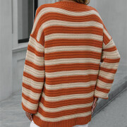 Womens-Oversized-Long-Sleeve-Striped-Sweater-Orange-2