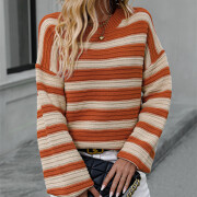 Womens-Oversized-Long-Sleeve-Striped-Sweater-Orange-4