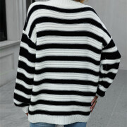 Womens-Oversized-Long-Sleeve-Striped-Sweater-White-2