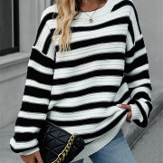 Womens-Oversized-Long-Sleeve-Striped-Sweater-White-3