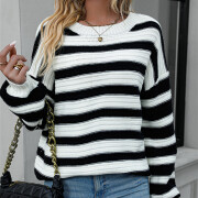 Womens-Oversized-Long-Sleeve-Striped-Sweater-White-4