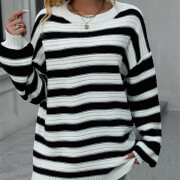 Womens-Oversized-Long-Sleeve-Striped-Sweater-White-6