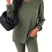 Womens-2-Piece-Lounge-Sets-Ribbed-Knit-Matching-Outfits-Green-1