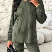 Womens-2-Piece-Lounge-Sets-Ribbed-Knit-Matching-Outfits-Green-3