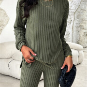 Womens-2-Piece-Lounge-Sets-Ribbed-Knit-Matching-Outfits-Green-5