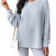 Womens-2-Piece-Lounge-Sets-Ribbed-Knit-Matching-Outfits-Grey-1