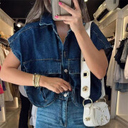 Womens-Cropped-Denim-Vest-Navyblue-2