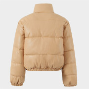 Womens-Faux-Leather-Cropped-Puffer-Jacket-Khaki-2