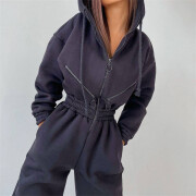 Womens-Long-Sleeve-Zipper-Hooded-Jumpsuit-Black-2