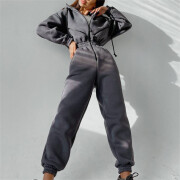 Womens-Long-Sleeve-Zipper-Hooded-Jumpsuit-Grey-3