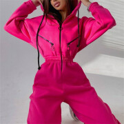 Womens-Long-Sleeve-Zipper-Hooded-Jumpsuit-Rosered-2