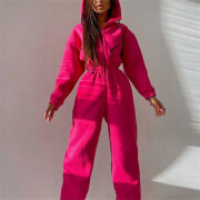 Womens-Long-Sleeve-Zipper-Hooded-Jumpsuit-Rosered-3