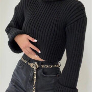 Womens-Turtleneck-Cropped-Sweater-Black-4