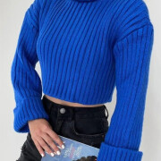 Womens-Turtleneck-Cropped-Sweater-Blue-2