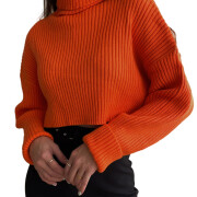 Womens-Turtleneck-Cropped-Sweater-Orange-1