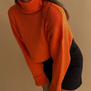 Womens-Turtleneck-Cropped-Sweater-Orange-6